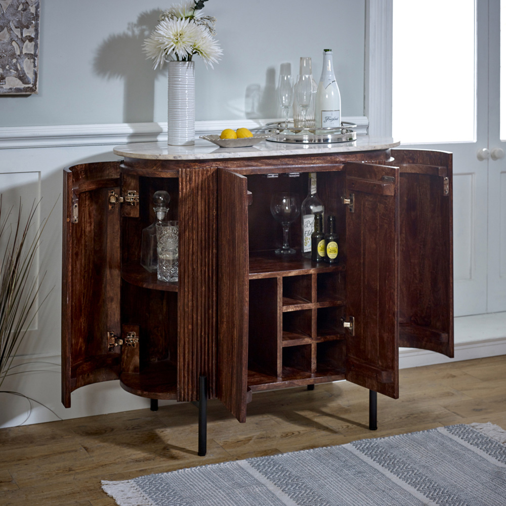 Brooklyn Opal 4 Door Marble Top Solid Wood Drinks Cabinet Image 8