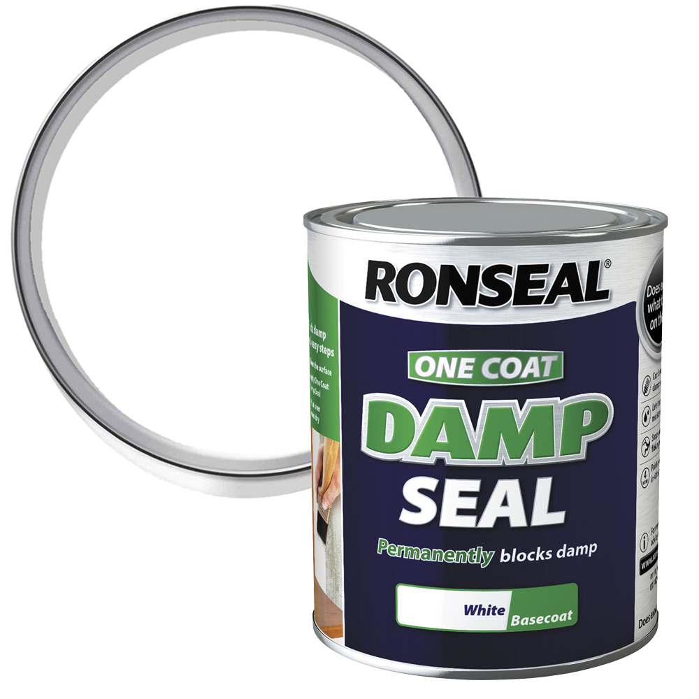 Ronseal One Coat Damp Seal White Matt Anti Mould Paint 750ml Image 1