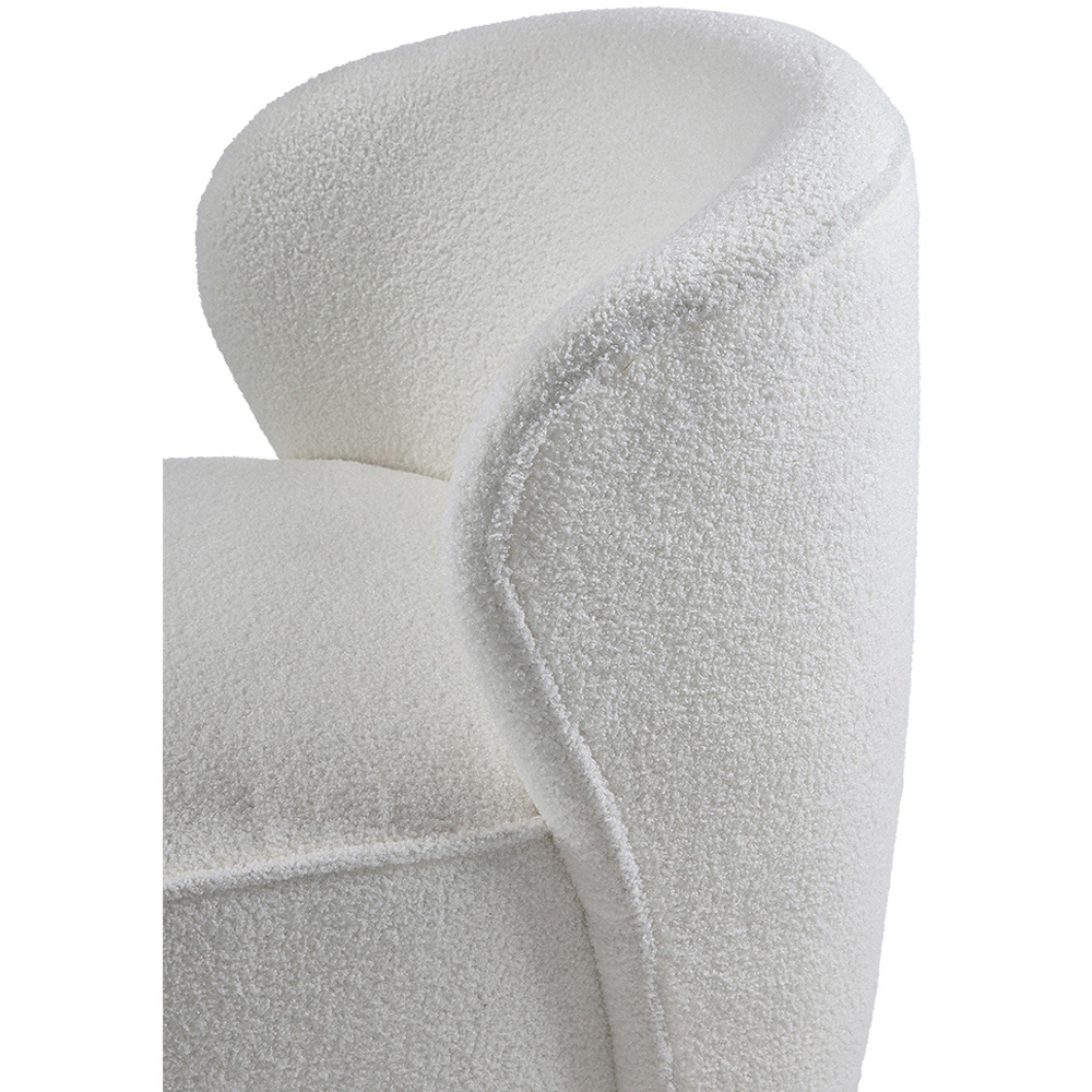 Living and Home White Chic Sherpa Upholstered Swivel Chair Image 5
