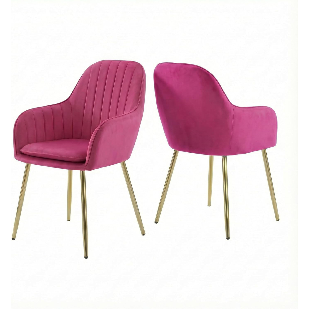 Alivio Set of 2 Pink Velvet Upholstered Dining Chairs Image 2
