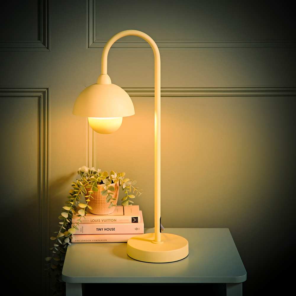 ValueLights Tilly Pastel Lemon Arched Dome Shade Metal LED Table Lamp Image 6