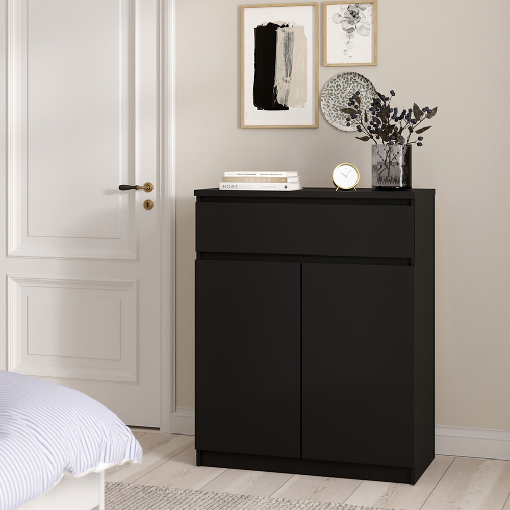 Florence 2 Door Single Drawer Black Matt Sideboard Image 6