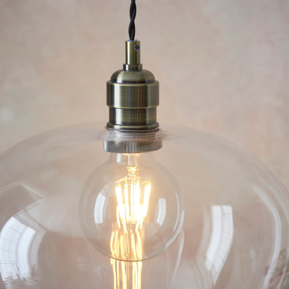 Merano Livorno Clear Glass Antique Brass Plate Round Pendant Ceiling Lamp Image 4