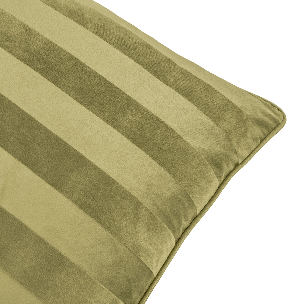 Paoletti Regency Stripe Olive Velvet Cushion 45 x 45cm Image 2