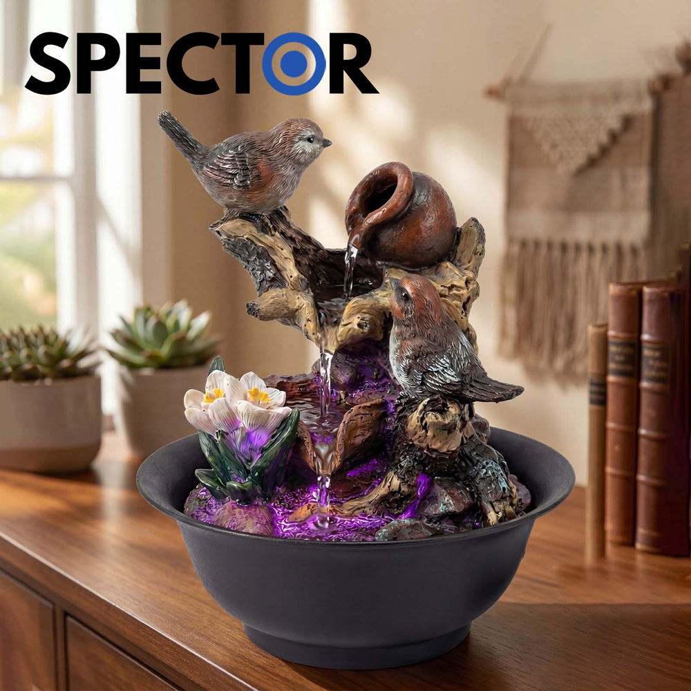 Spector Black Resin Indoor Water Fountain with LED Light Image 8