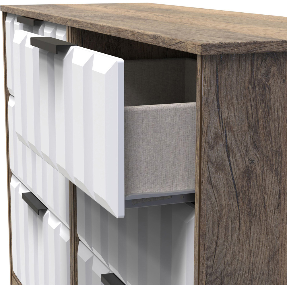 Crowndale New York 6 Drawer White Matt and Vintage Oak Chest of Drawers Ready Assembled Image 6