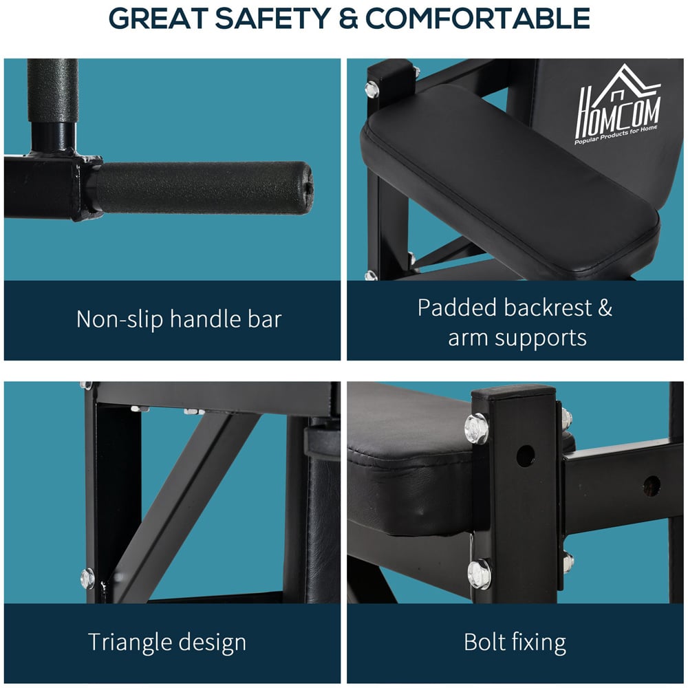 HOMCOM Black Wall Mounted Dip Station Rack Image 6