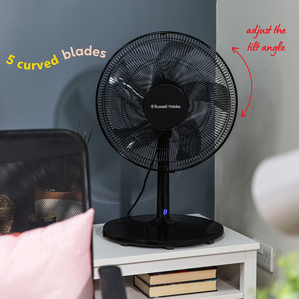 Russell Hobbs 3-in-1 Black Adjustable Height Pedestal Fan with Remote Image 2