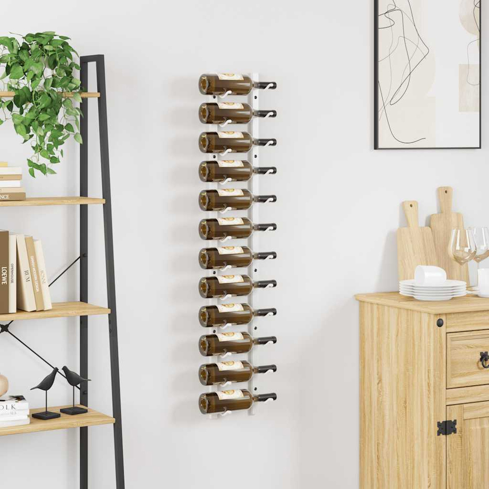 vidaXL 12 Bottle White Wall Mounted Wine Rack Image 2
