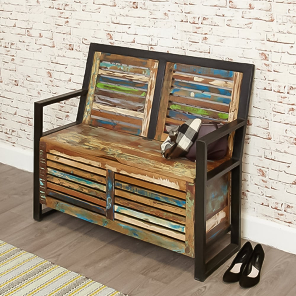 Baumhaus Urban Chic 2 Seater Monks Bench with Shoe Storage Image 5