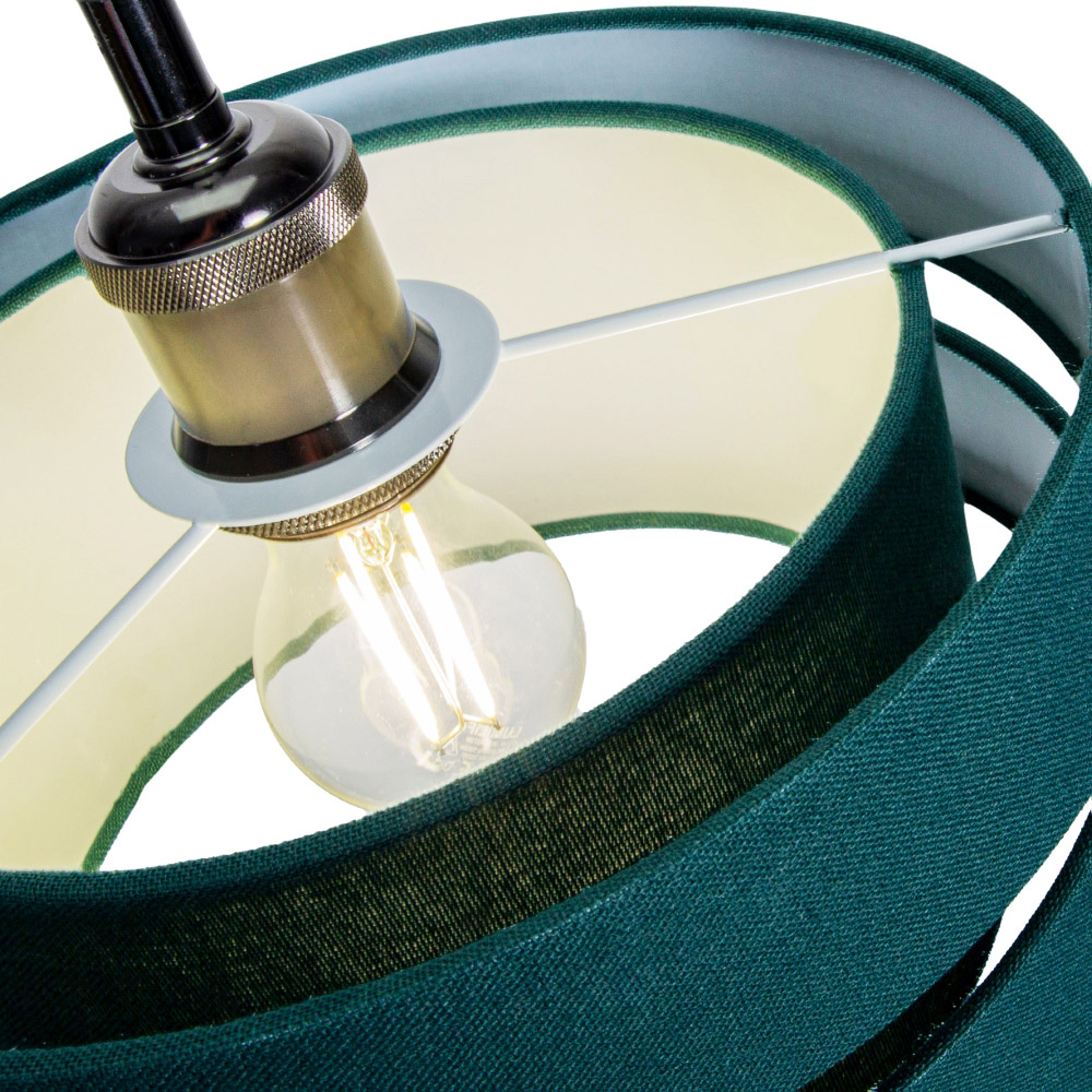 Happy Homewares 3 Tier Forest Green Linen Fabric Pendant Shade Image 4