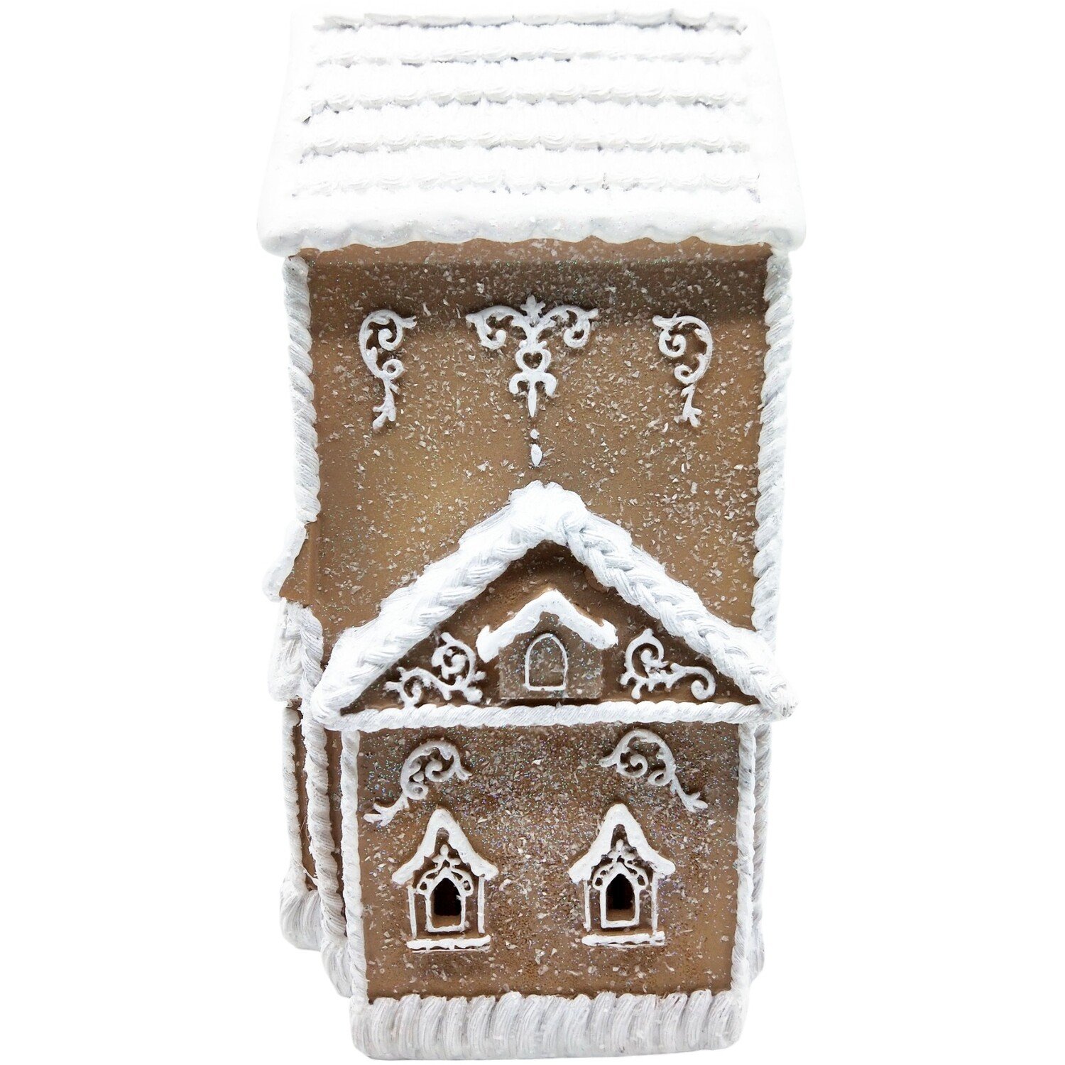 Gingerbread LED House DecorationBrown and White Image 10