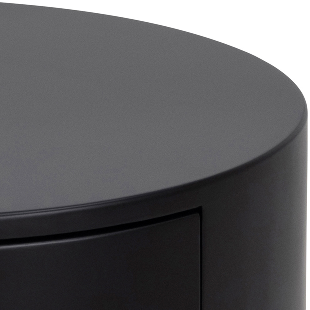 Florence Polo Single Drawer Black Round Bedside Table Image 5