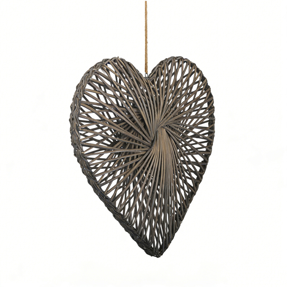 Wicker Heart Hanging Wall Art Grey Image 3