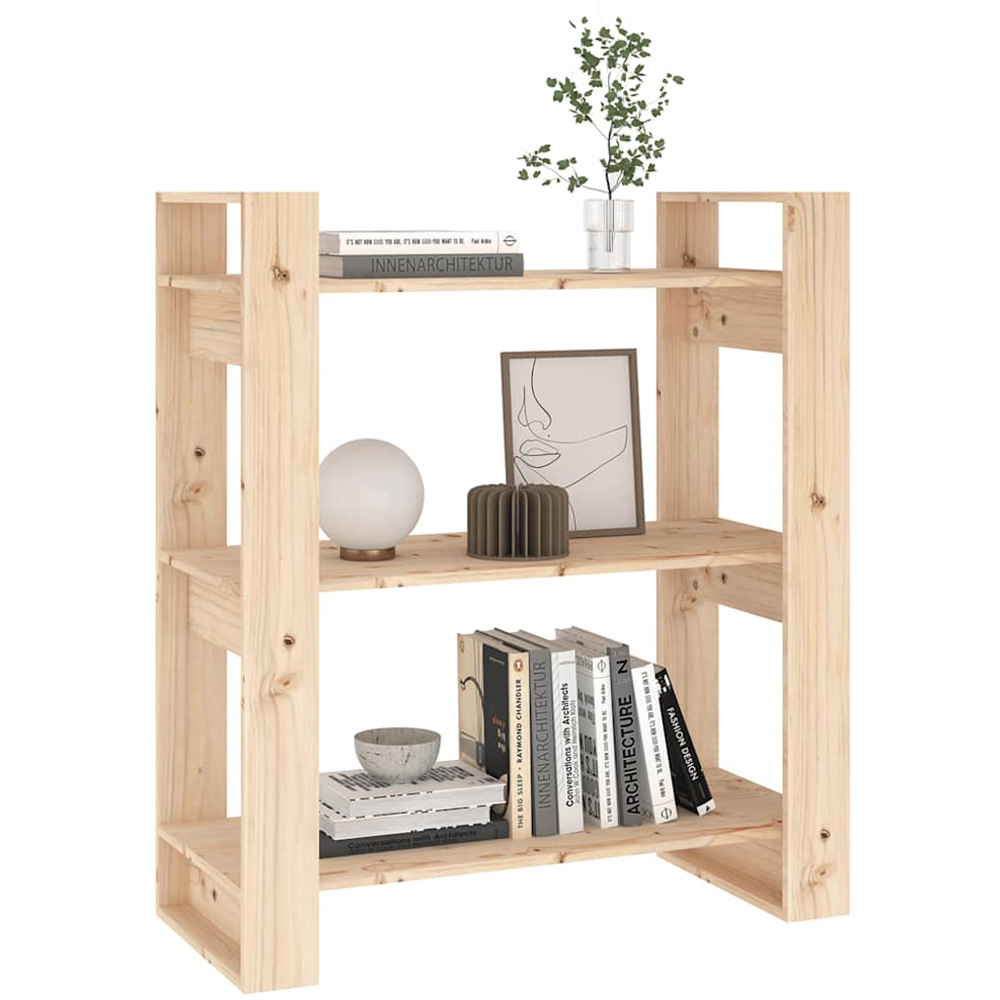 vidaXL 3 Shelf Natural Solid Pine Wood Bookcase Image 4