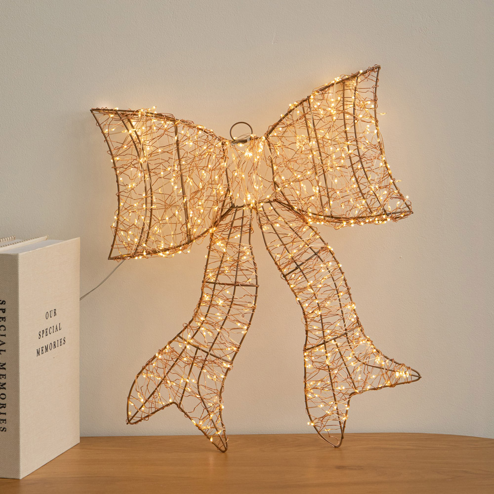 Samuel Alexander 650 Warm White LED Light-Up Gold Christmas Bow 43cm Image 5