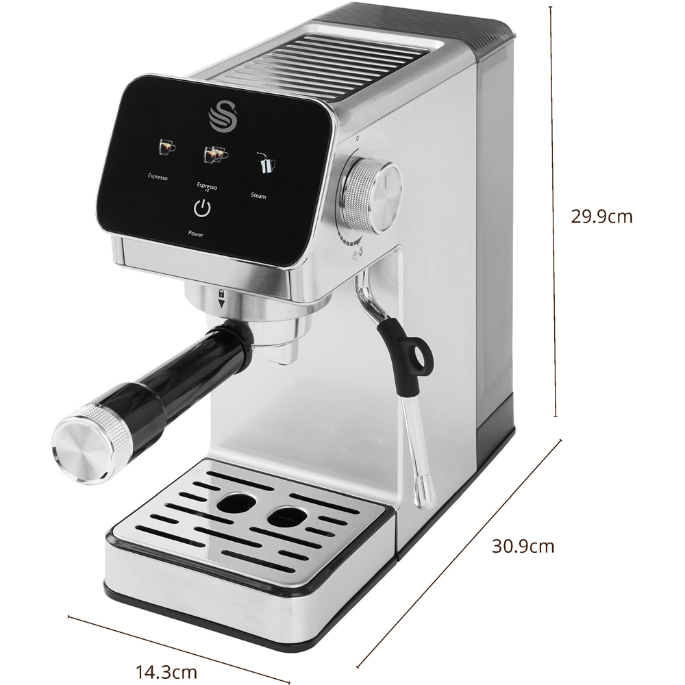 Swan Barista Master Black 1.2L Digital Mini Espresso Coffee Maker with Milk Frother Image 9
