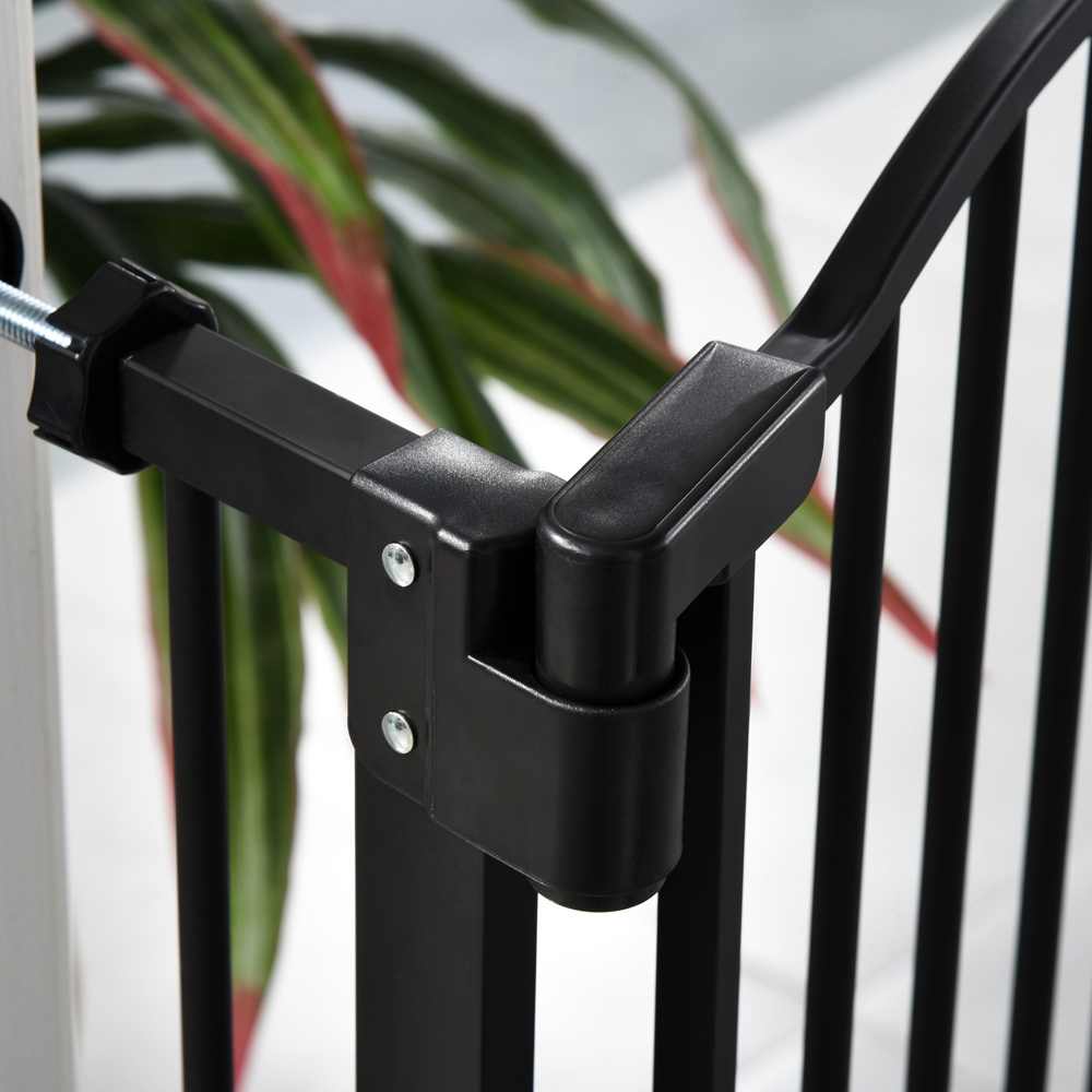 PawHut Black 74-80cm Metal Adjustable Pet Safety Gate Image 2