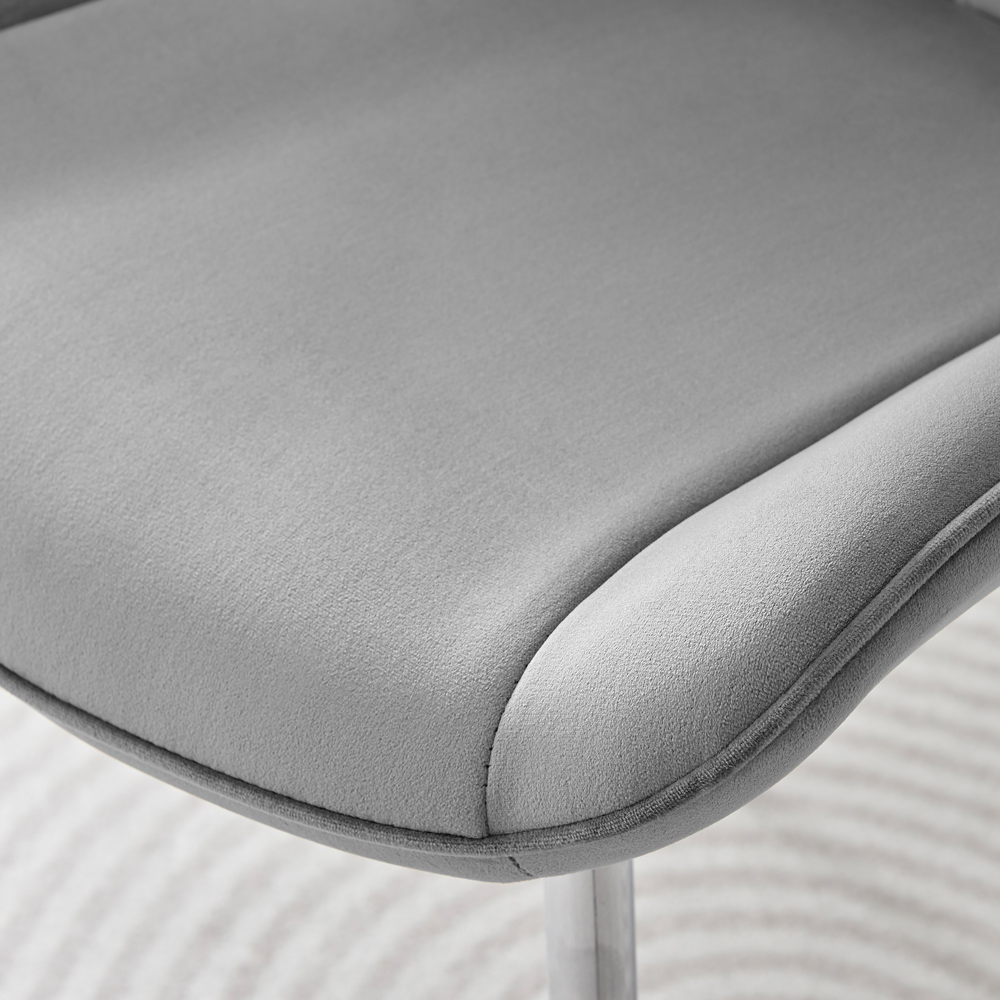 Furniturebox Cesano Set of 2 Grey and Chrome Velvet Dining Chair Image 3