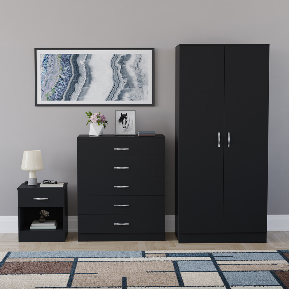 VIDA DESIGNS Riano Black 3 Piece Bedroom Furniture Set Image 2