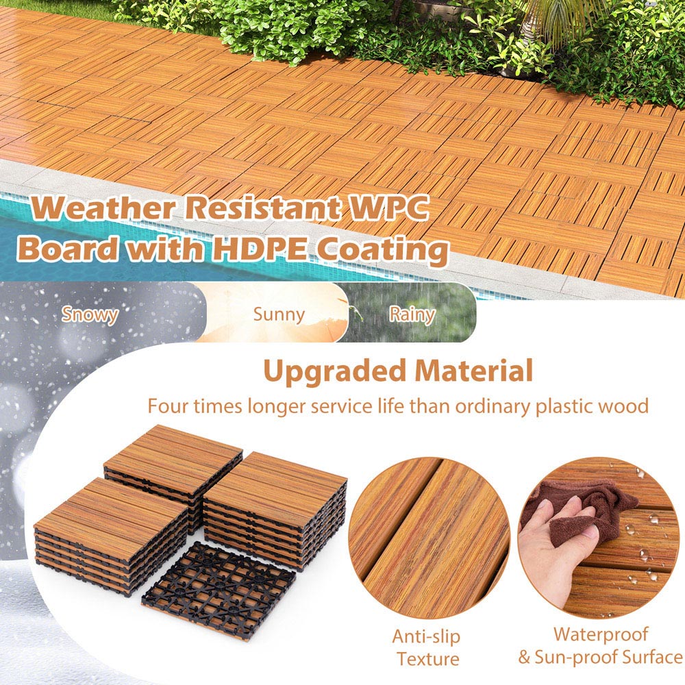 Costway Brown Interlocking Deck Tiles 18 Pack Image 8
