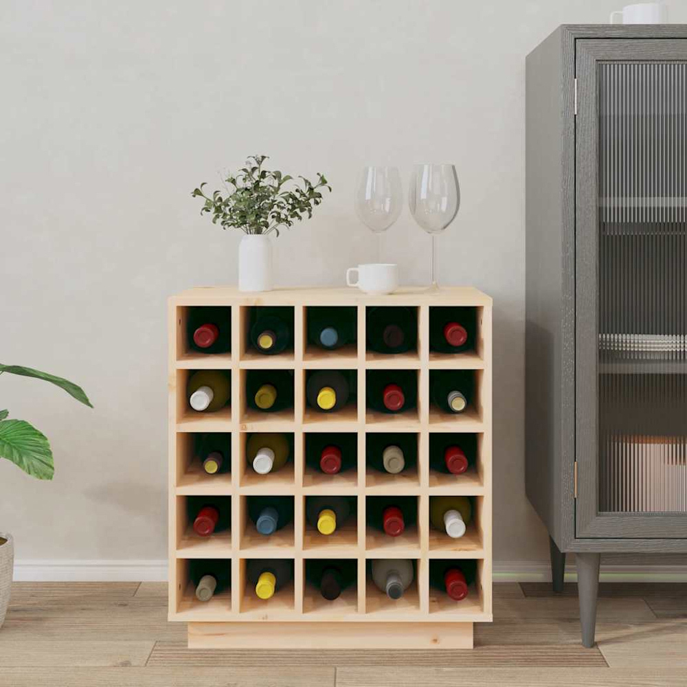 vidaXL 25 Bottle Natural Brown Freestanding Wine Cabinet Image 5