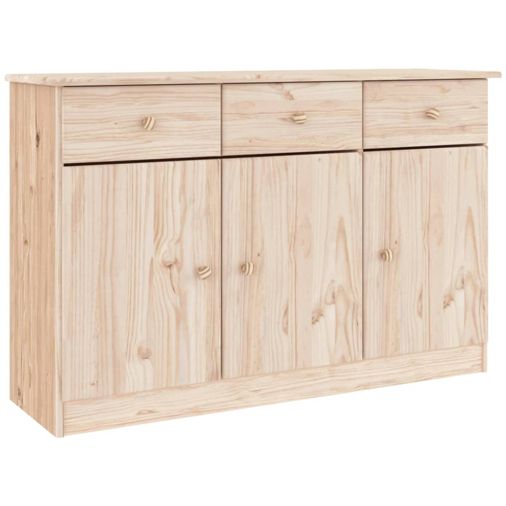 vidaXL Alta 3 Door 3 Drawer Natural Solid Pine Wood Sideboard Image 2