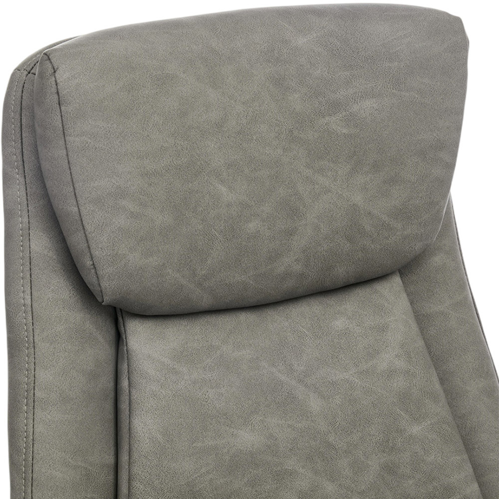 Living and Home Grey PU Leather Height Adjustable High-Back Swivel Office Chair with Headrest Image 3