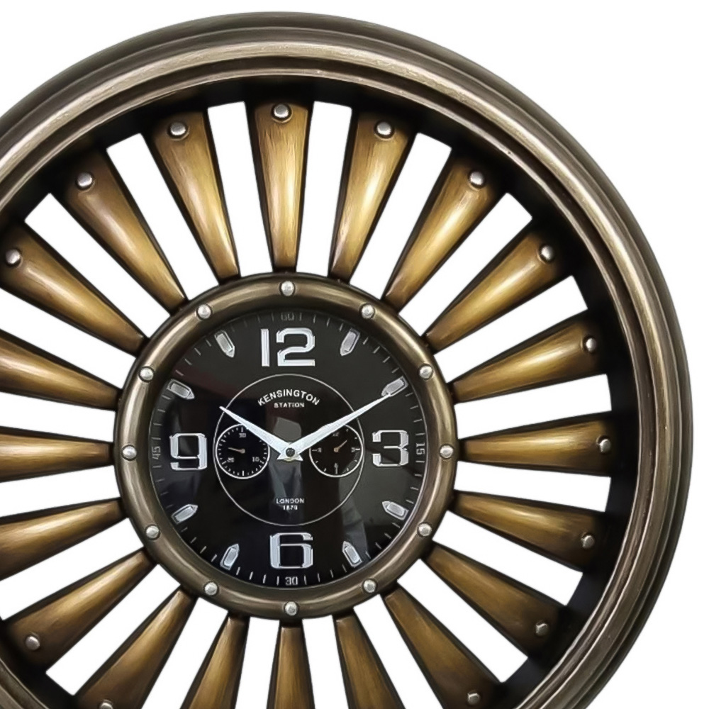 Acacia Home Golden Round Wall Clock 63cm Image 3