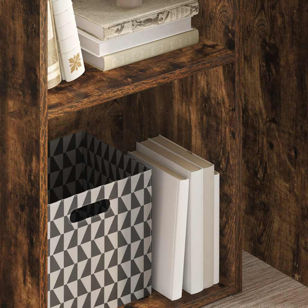 vidaXL 2 Shelf Smoked Oak Bookcase Image 3