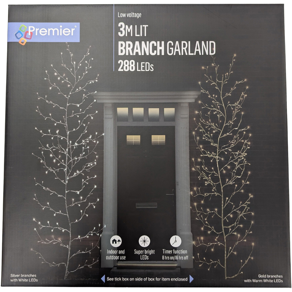 Samuel Alexander 288 Warm White LED Lit Gold Branch Garland Light 3m Image 2