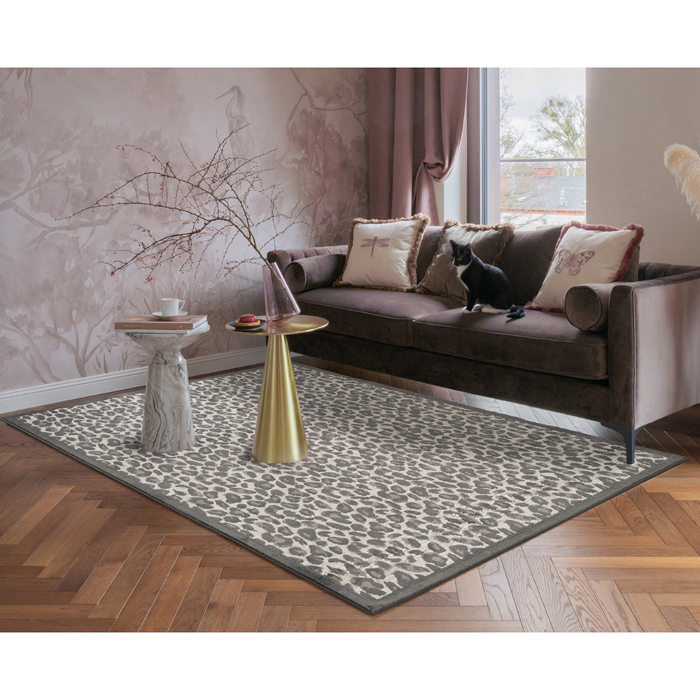 Mayfair Living Room Area Rug Metallic Sheen Contemporary Modern Leopard Design - Black 120cm x 170cm Image 2