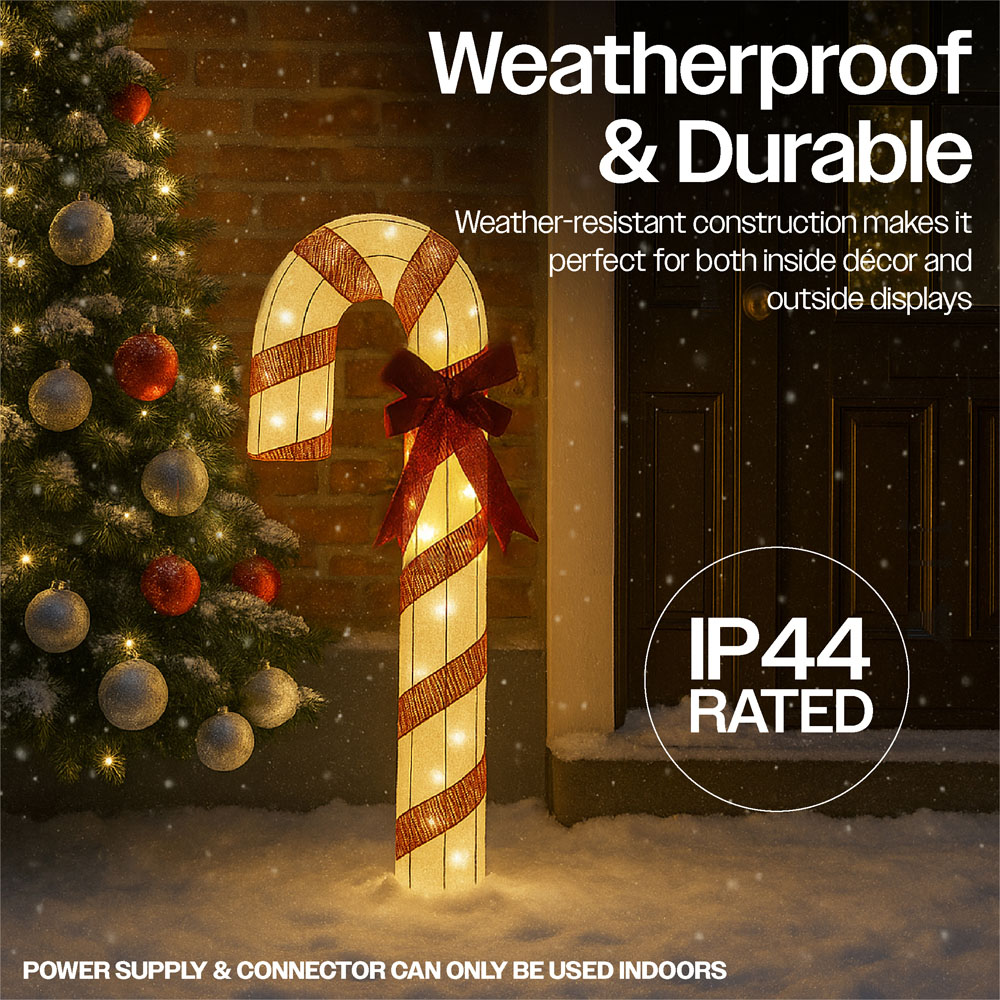 Xmas Haus 50 Warm White LED Fabric Candy Cane 4ft Image 3