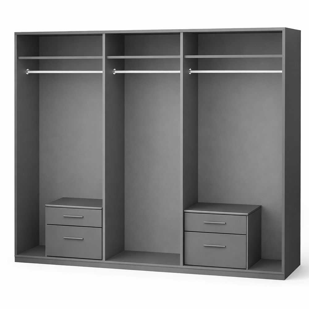 TJ'S Durham 5 Door 4 Drawer White and Graphite Mirrored Wardrobe Image 3