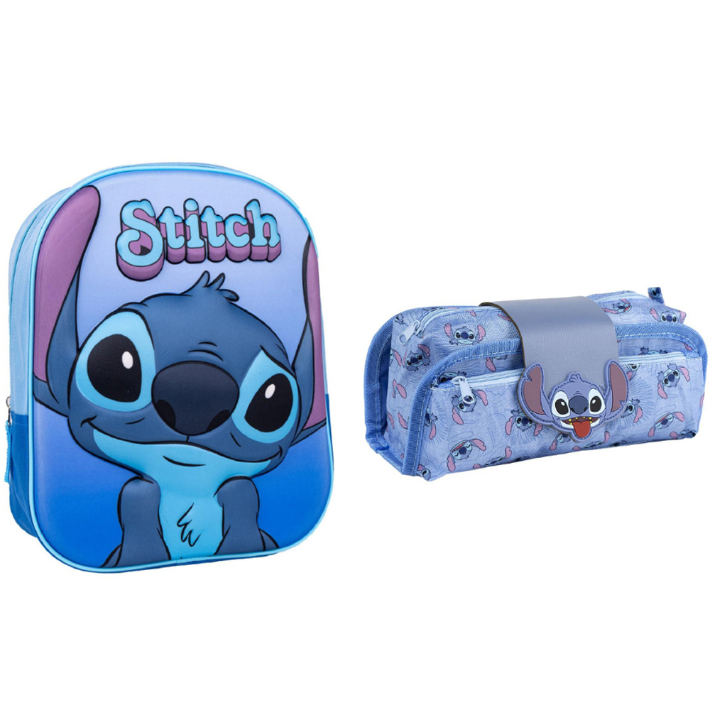 Stitch Back To School Children 3D Backpack and Pencil Case Set Image 1