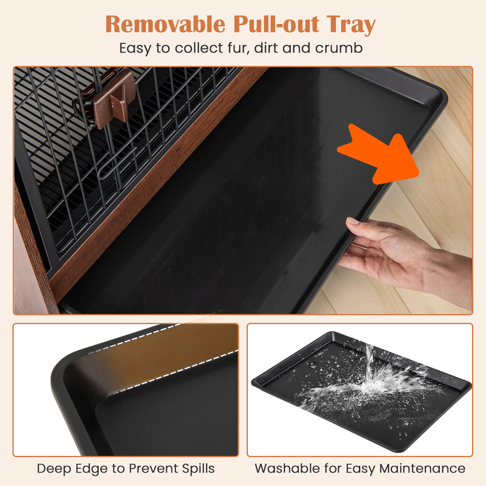Costway Indoor Furniture Dog Crate with Removable Tray Image 6