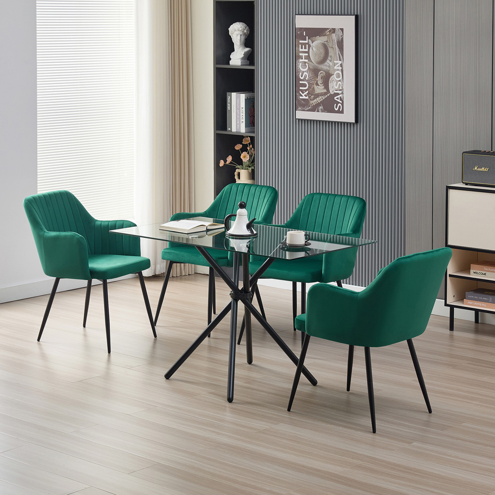 Indoor Living Miami Charlotte 4 Seater Dining Set Green Image 9