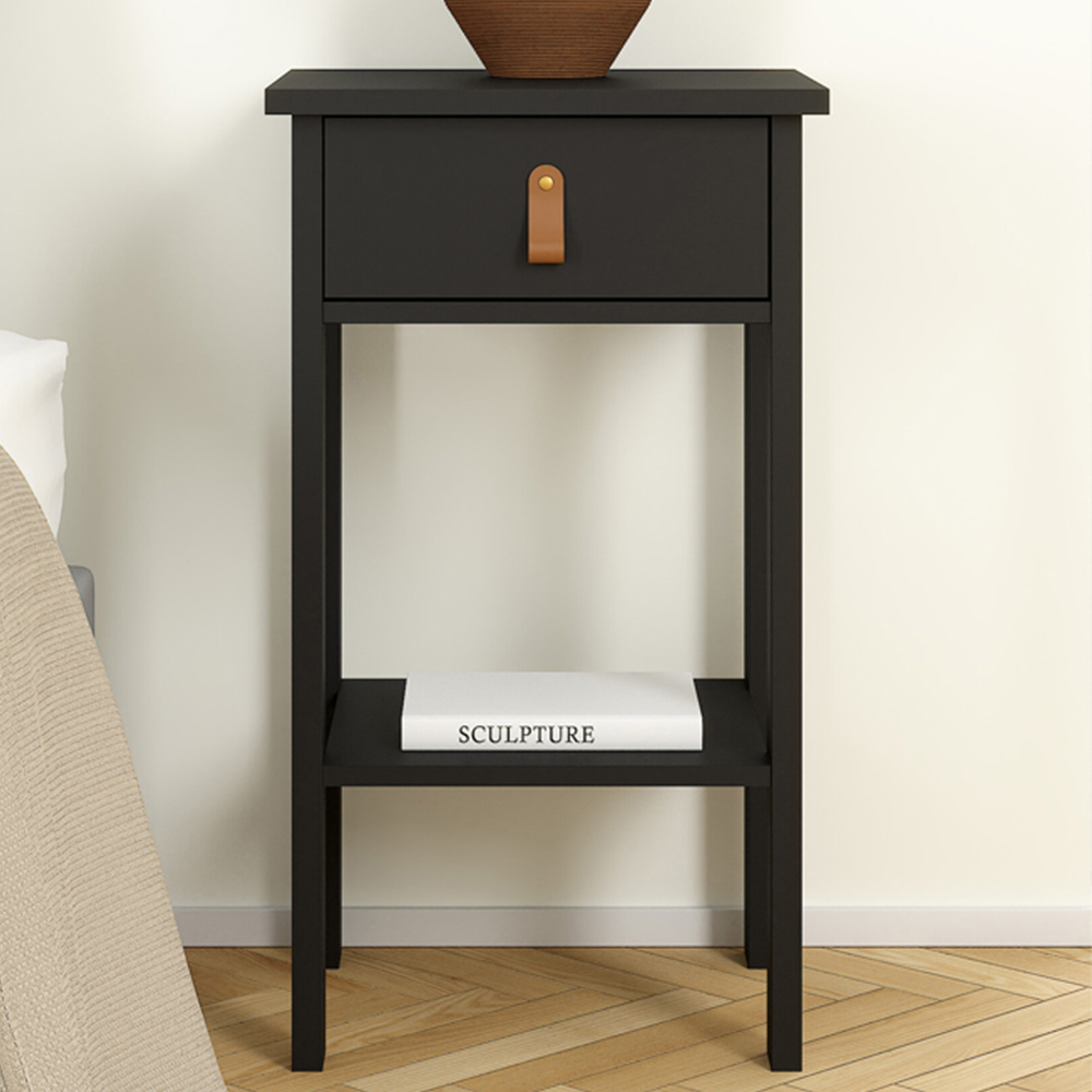 Florence Barcelona Single Drawer Matt Black Bedside Table Image 7