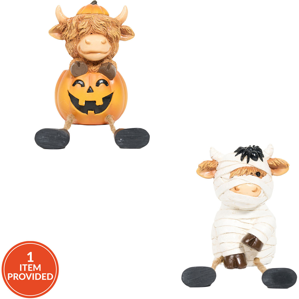 Halloween Sitting Highland Cow Decoration Image 1