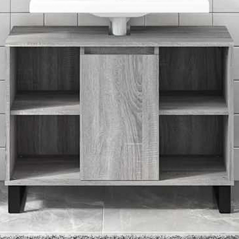 vidaXL Single Door 4 Shelf Grey Sonoma Bathroom Cabinet Image 1