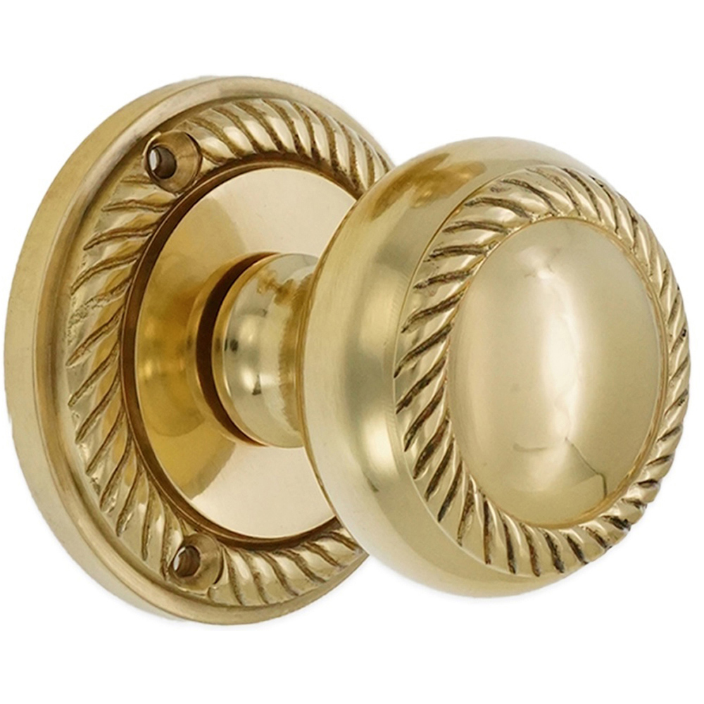 Spira Brass Polished Brass Georgian Mortice Door Knob 2 Pack Image 3