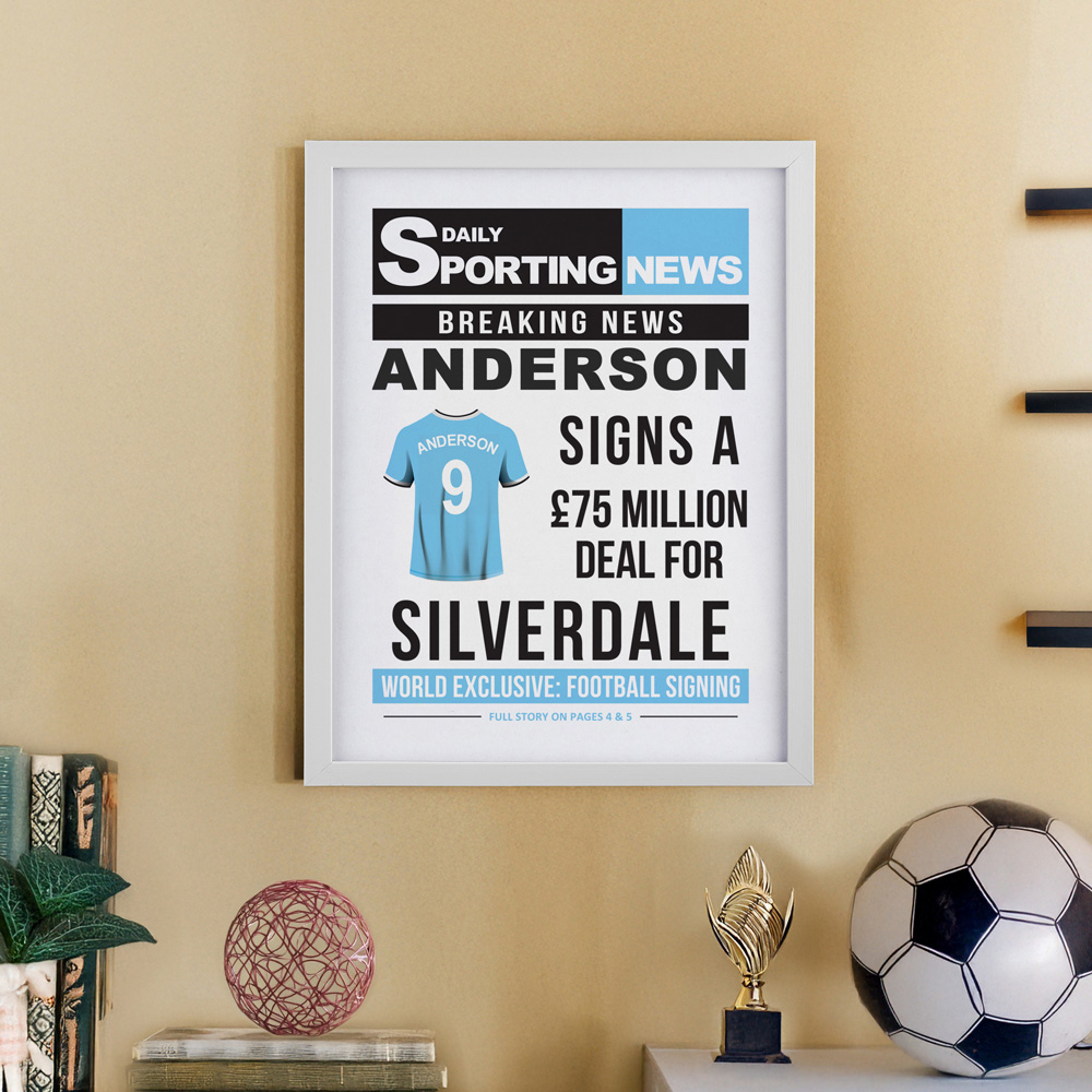 Personalised Memento Company Personalised Football News White Poster Frame 12 x 15 inch Image 2