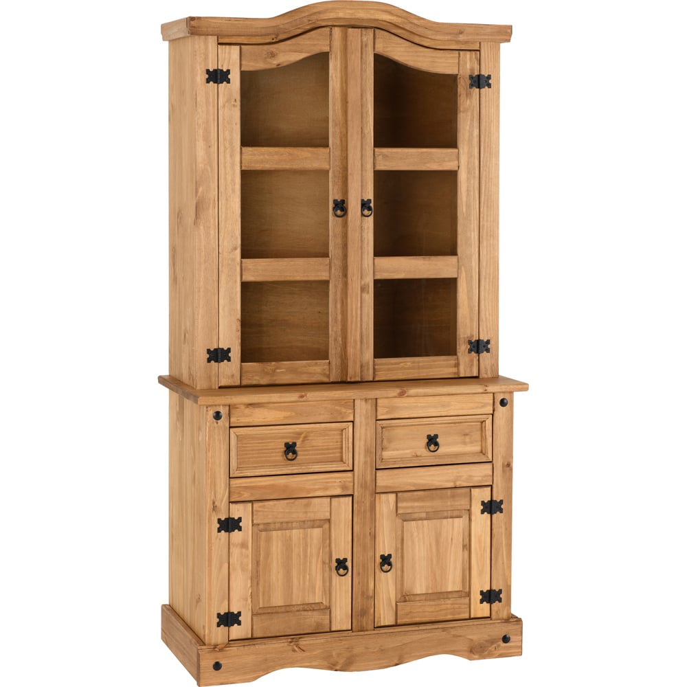 Seconique Corona 4 Door 2 Drawer Distressed Waxed Pine Buffet Hutch Image 2