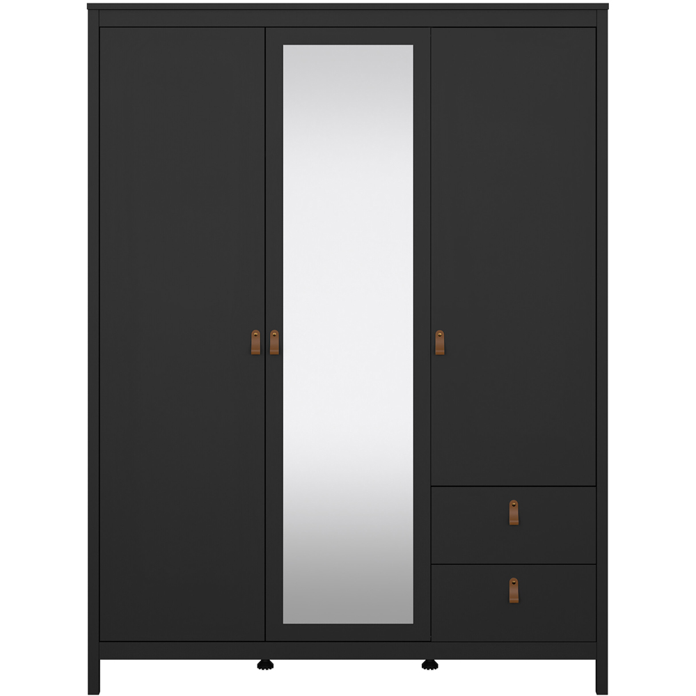 Florence Barcelona 3 Door 2 Drawer Matt Black Mirrored Wardrobe Image 3