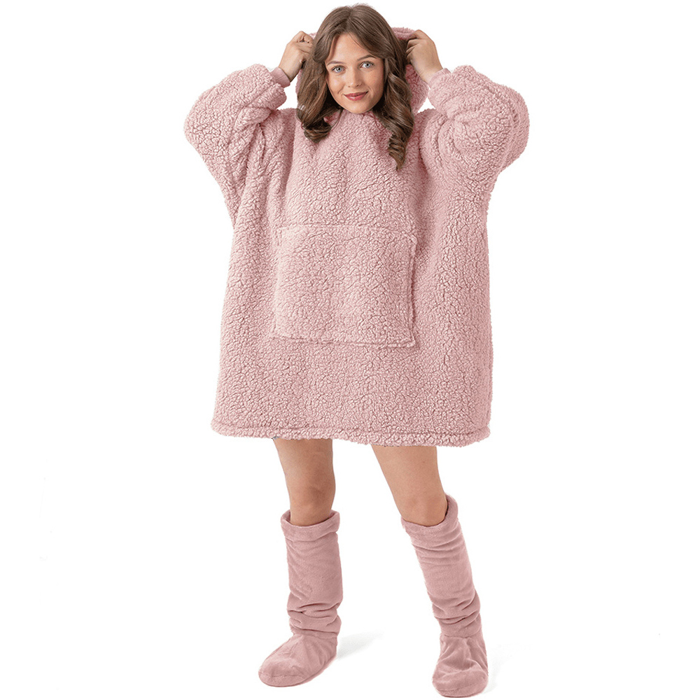 Velosso Teddy Fleece Hoodie Oversize Blush Image 1