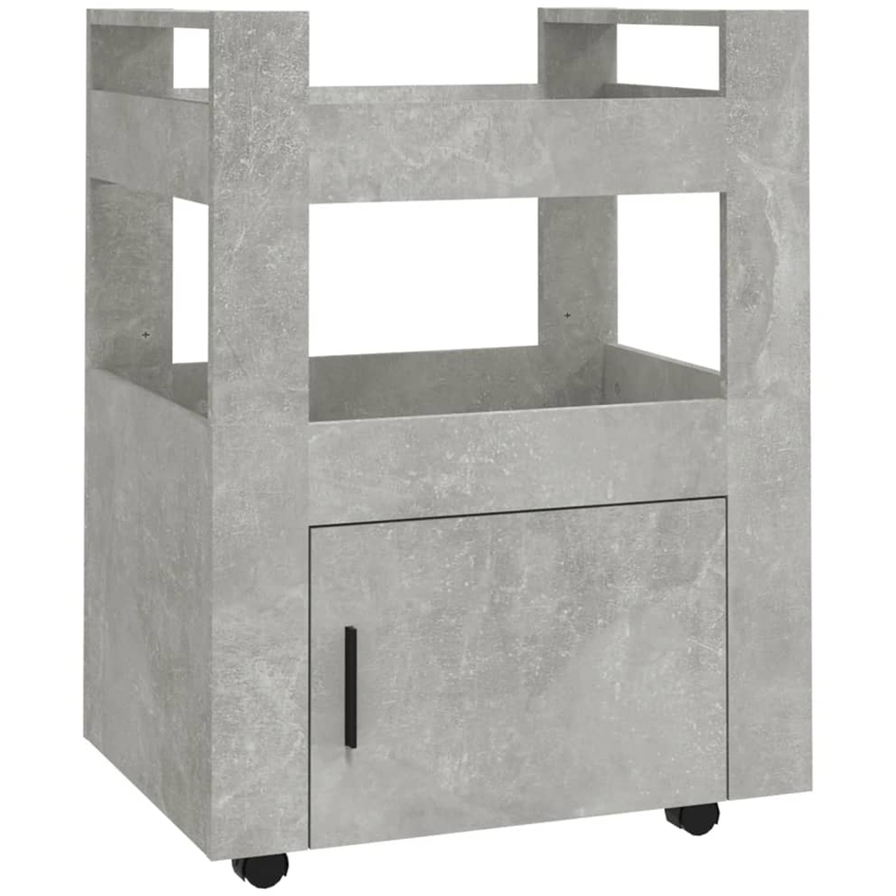 vidaXL Single Door 2 Shelf Concrete Grey Kitchen Trolley Image 2