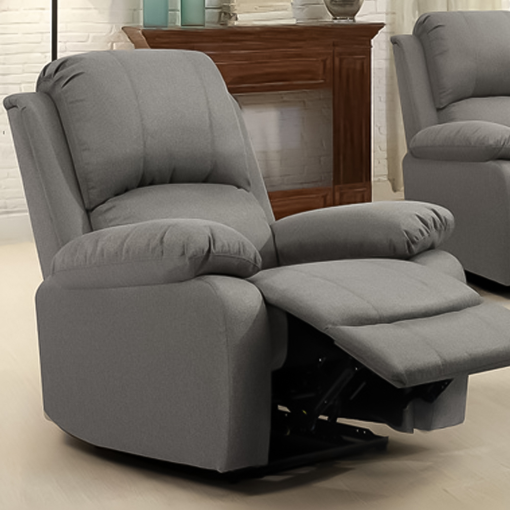 Brooklyn 6 Seater Light Grey Luxury Fabric Reclining Sofa Set Image 4