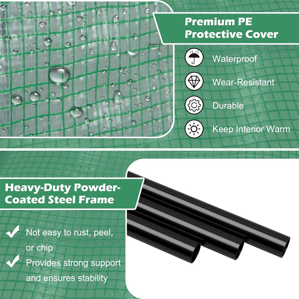 Costway Green 7 x 3ft Walk in Greenhouse with Plant Stand Image 8