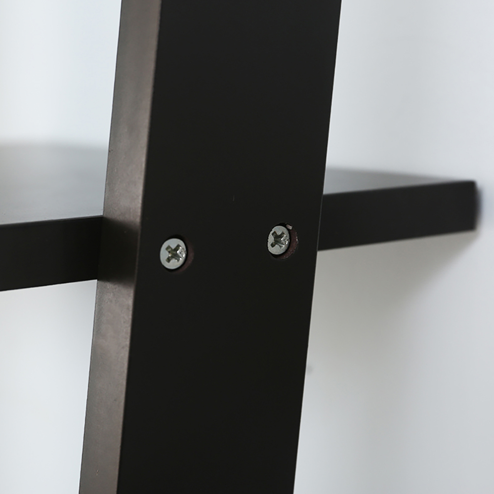 Living and Home 4 Tier Black Wooden Wall Ladder Shelf Image 4