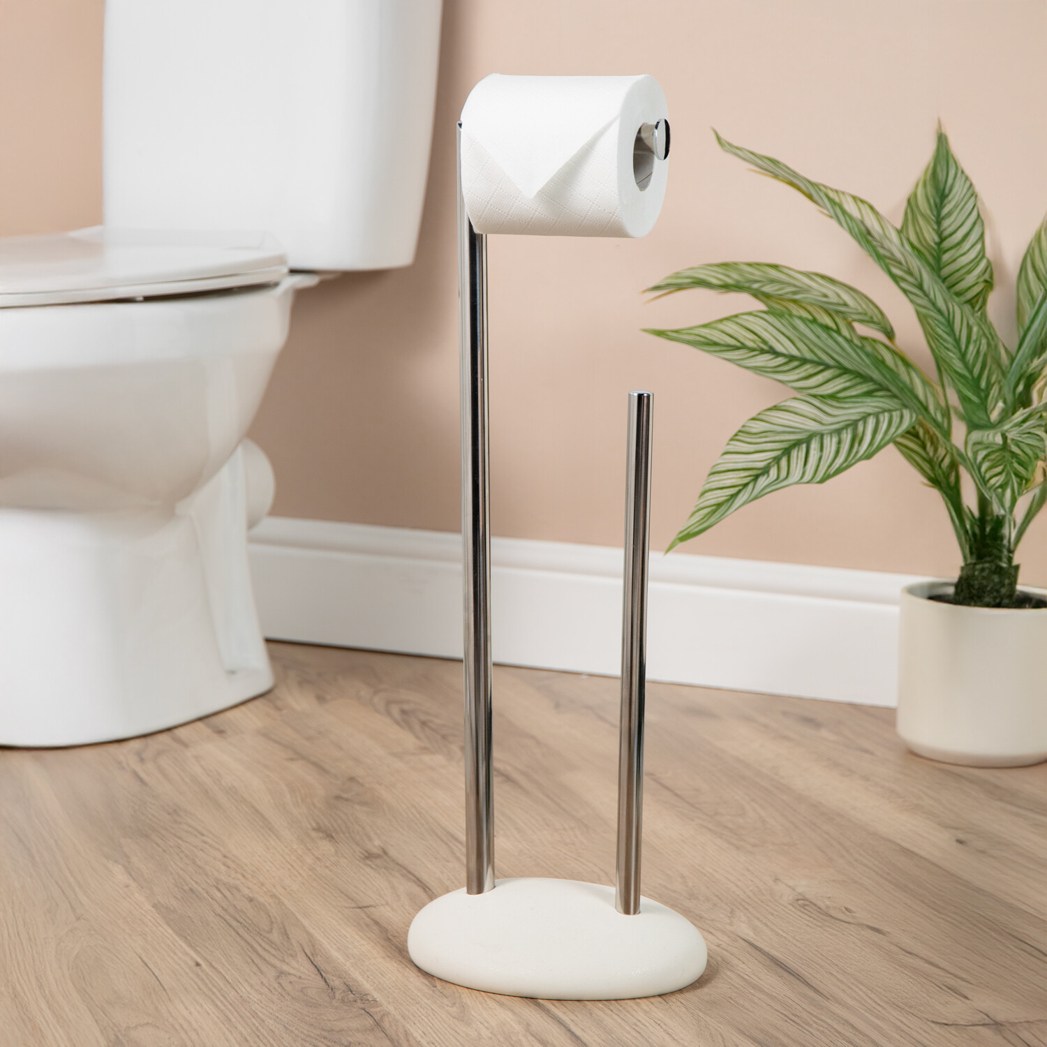 Pebble Toilet Roll Holder Silver Image 2